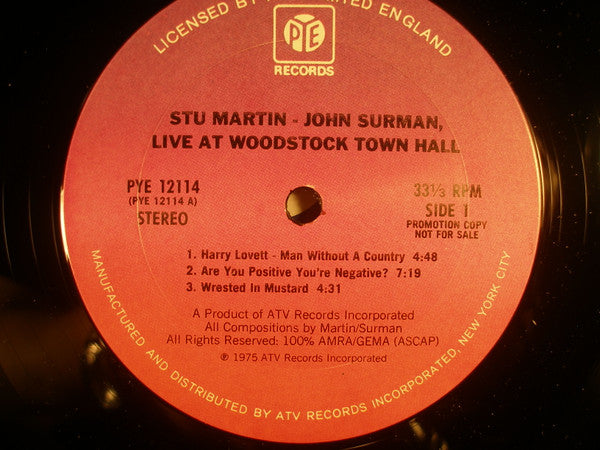 Stu Martin, John Surman : Live At Woodstock Town Hall (LP, Album, Promo)